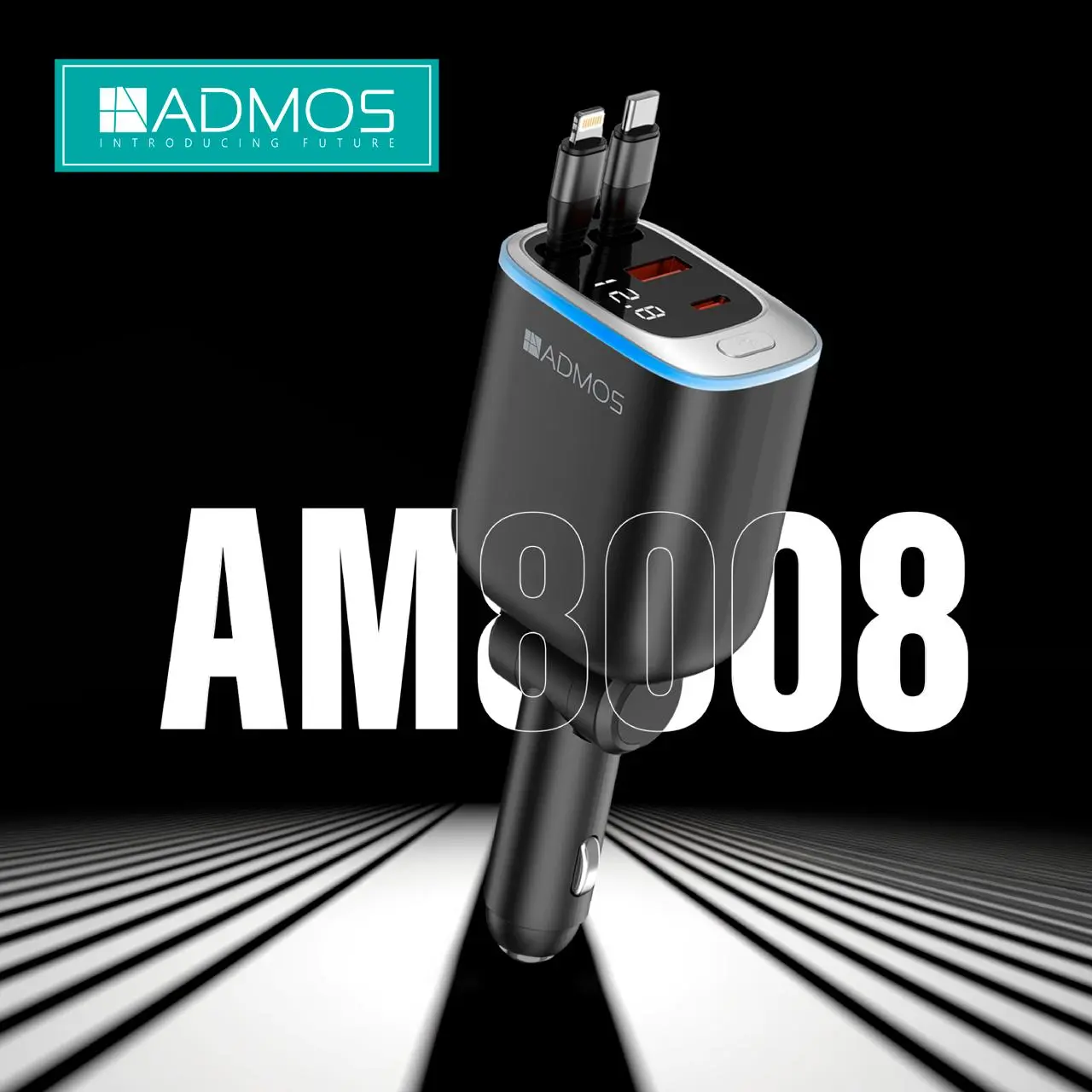 ADMOS AM8008 – 72W Super Fast Retractable Car Charger